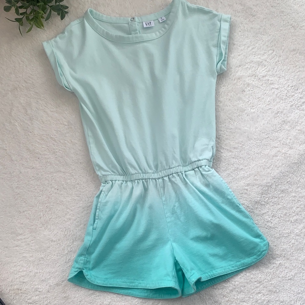 GAP Shorts Romper Girls 8 Mint Green Ombré EUC